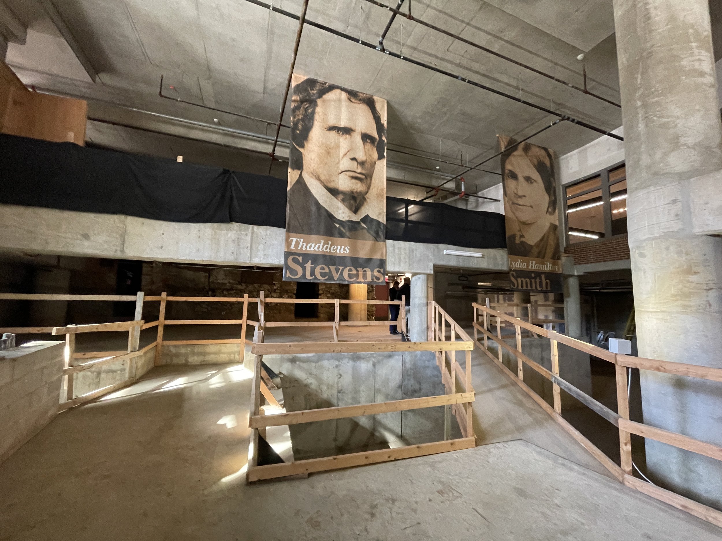 Thaddeus Stevens and Lydia Hamilton Smith banners